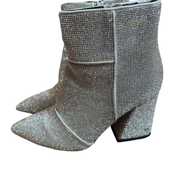 A New Day silver metallic studded jeweled heeled pointed toe booties SIZE 8 - Picture 10 of 10